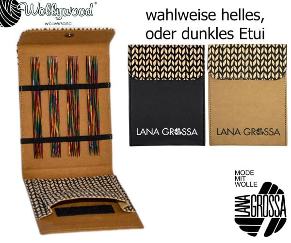 Strumpfstricknadel-Set (15cm) Design-Holz multicolor von Lana Grossa