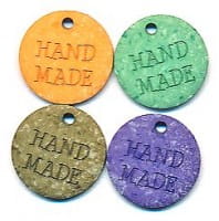 Anhänger "Handmade" aus Kunststoff, ca.18mm Ø, von Union Knopf